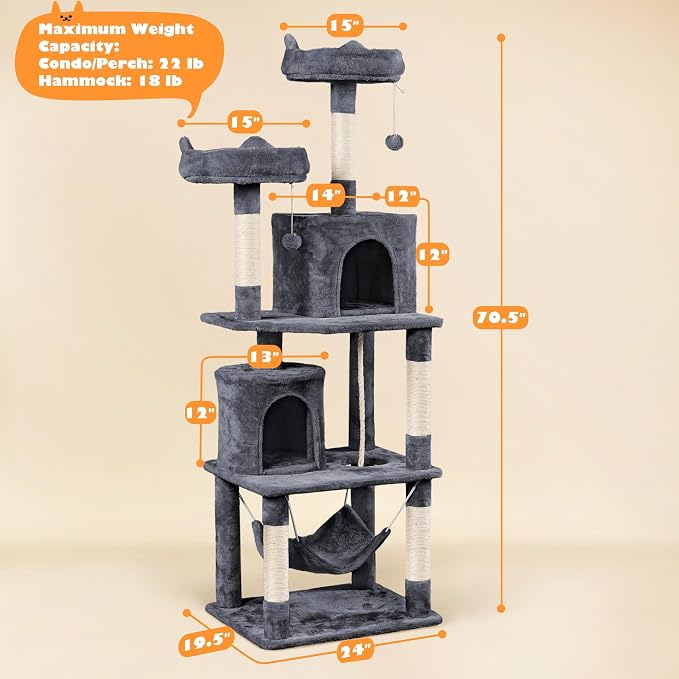 Yaheetech 70.5in Cat Tower - Image 7