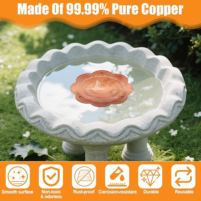 1P 4inches Bird Bath Purification Disk, 99.99% Pure Copper Bird Bath Disc Safe - Image 3