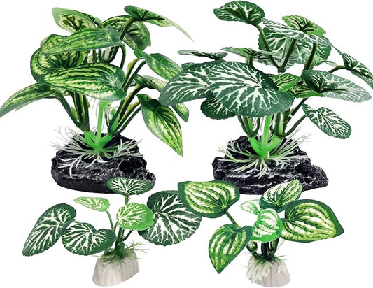 4PCS Aquarium Plants Betta Fish Tank Decorations Small Size Soft Faux Silk by Vtapliea