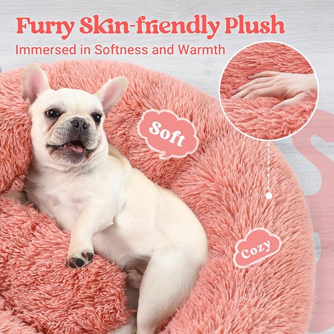 rabbitgoo Dog Bed for Small, 24 inches Machine Washable, Fluffy Donut Pet Bed - Image 2