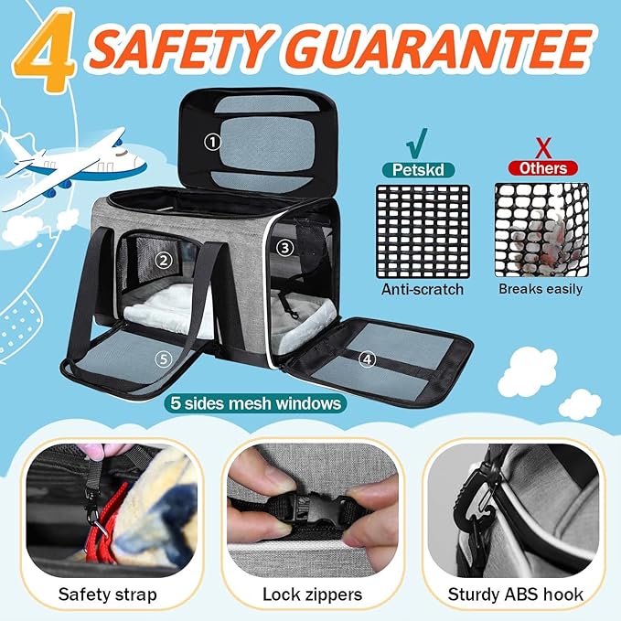 Petskd Top-Expandable Pet Carrier 18x11x11 Inches Delta American United Airline - Image 5
