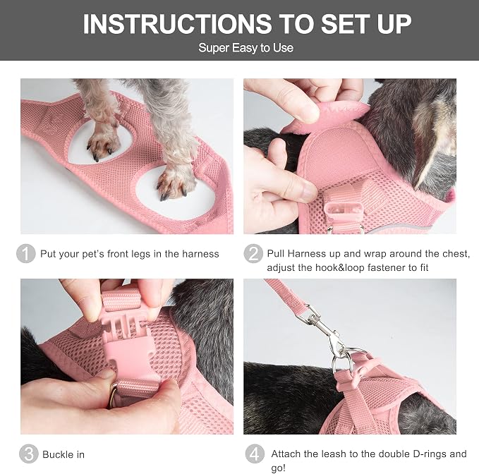 Fida Comfy Dog Harness with Leash, Soft Puppy Vest Escape Proof, Breathable - Image 5