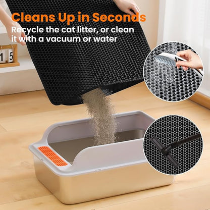 Extra Large Cat Litter Mat, 30x22 Inches Honeycomb Double Layer Cat Litter - Image 6