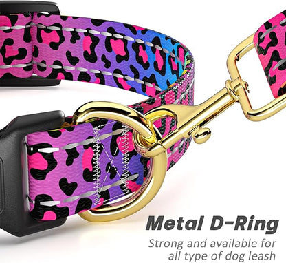 Reflective Dog Collar for Medium Dogs, Cute Leopard Style Adjustable Heavy-Duty - Image 5