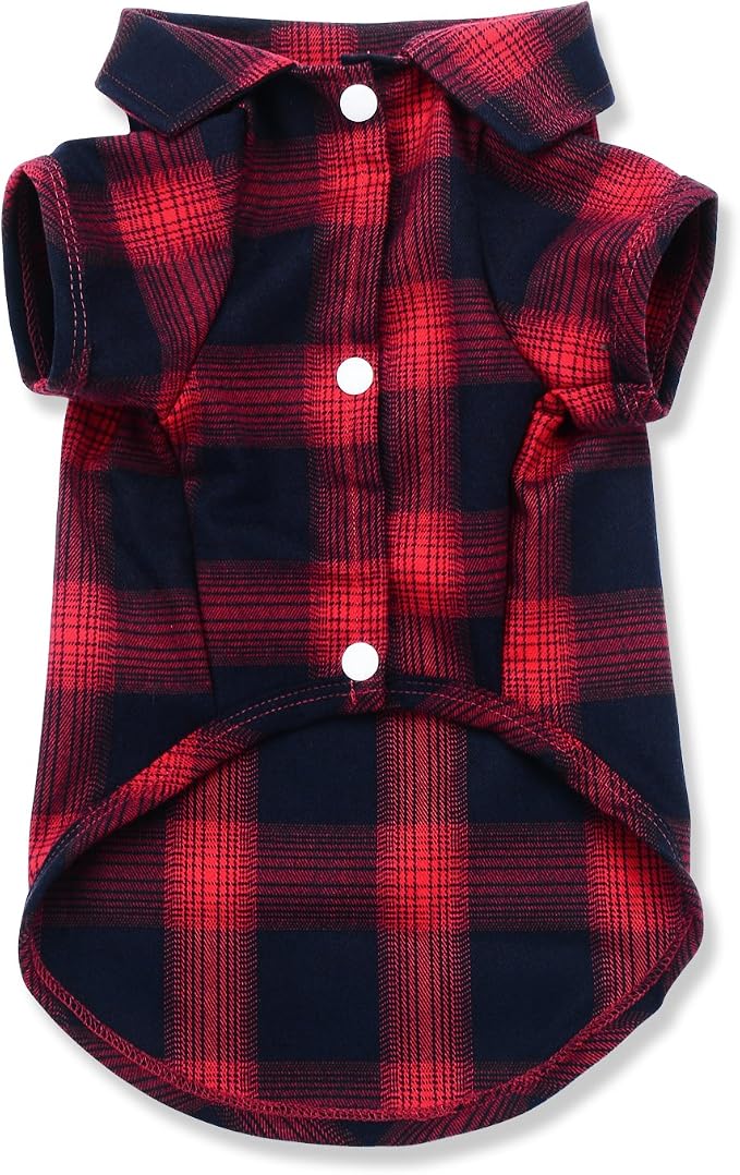 Koneseve Dog Plaid Shirt, Pet Clothes T-Shirt Sweater Matching Breathable by Koneseve