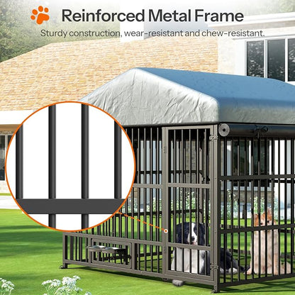 HOOBRO Outdoor Dog Kennel with Cover, 6.6 x 6.6 x 6.4 ft Dog Kennel Outside - Image 7