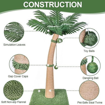 40'' Tall Cat Scratching Post Cat Tree, Curved Design Cat Scratcher Post - Image 2