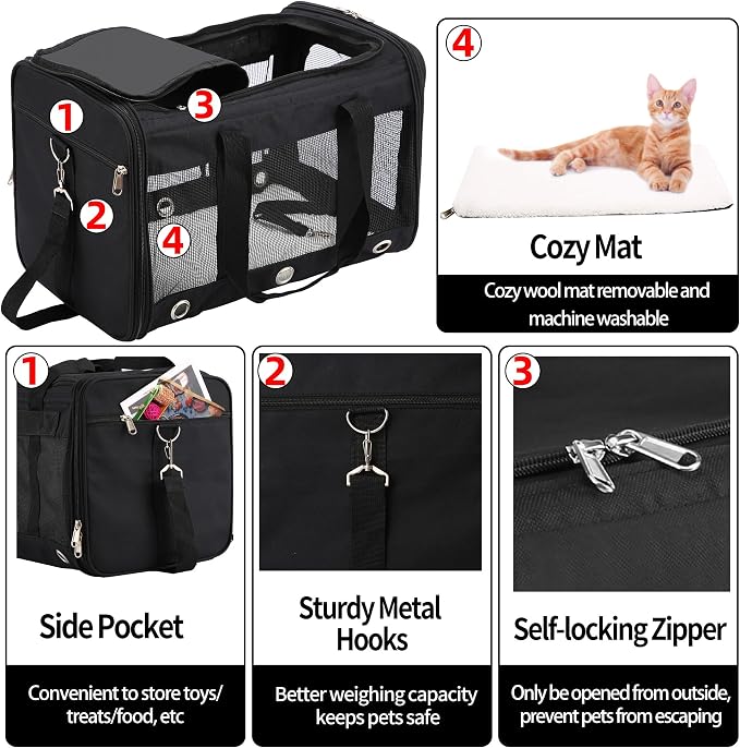 Soft Sided Cat/Dog Carrier，Collapsible Mesh Pets Travel Carriers - Image 4