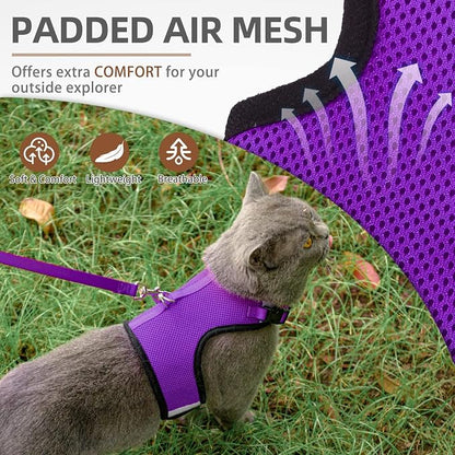 PUPTECK Soft Mesh Cat Vest Harness and Leash Set Puppy Padded Pet Harnesses - Image 2