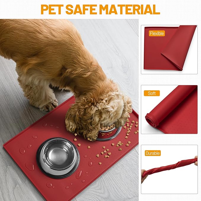 Hubulk Dog Feeding Mat, 100% Waterproof Food Grade Silicone Pet Food and Water - Image 5
