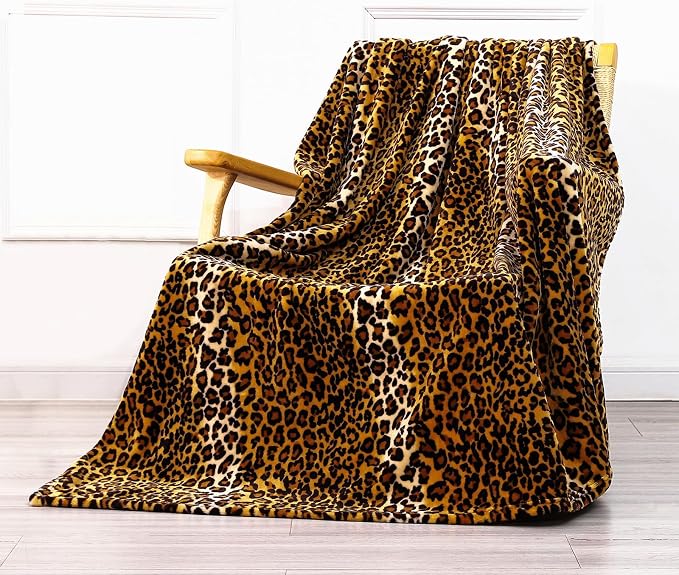 Bnuitland Leopard Print Fleece Flannel Throw Blanket, Super Soft 300 GSM Double - Image 2