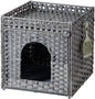Cat Litter Enclosure with Hidden Litter Mat and Rattan Cat House, Supports Two by SETVSON