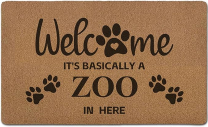 Funny Pet Welcome Door Mats, It's Basically a Zoo in Here Door Mat by Unknown