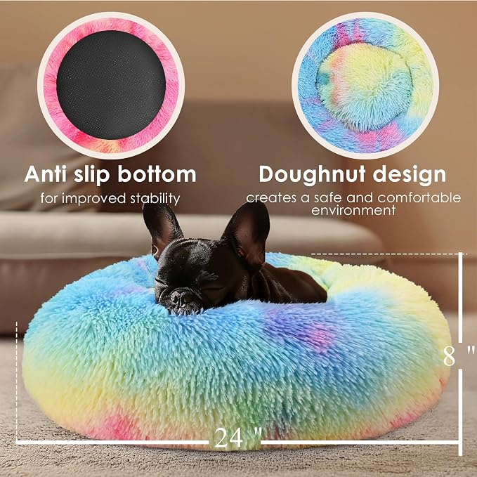 Dogs Bed for Small Dogs, Anti-Anxiety Washable Round Bed - Image 3