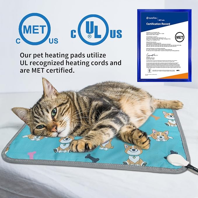 Cat Heating Pad, 22x18 in Heated Cat Bed, Adjustable Thermostat+Constant On - Image 6