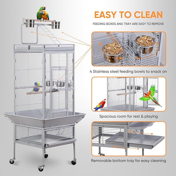 SUPER DEAL PRO 61-inch 2in1 Large Bird Cage - Image 3