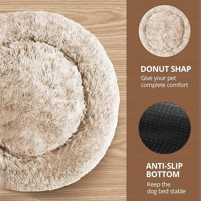 JOLLYVOGUE Calming Dog Bed Medium Size Dog, Anti-Anxiety Donut Medium Pet Bed - Image 3
