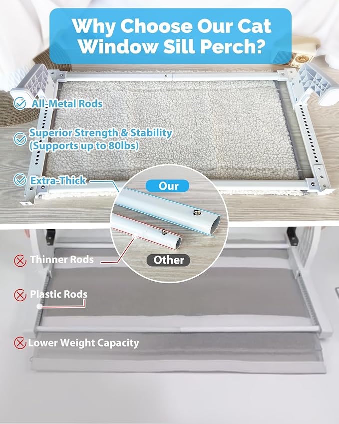 Heavy-Duty Cat Window Sill Perch All-Metal Frame Supports up to 120 lbs – - Image 4