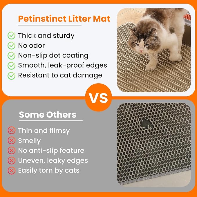 Jumbo Cat Litter Mat, 46x26 Inches Double Layer Honeycomb Litter Trapping Mat - Image 3