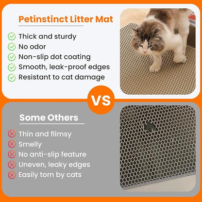 Jumbo Cat Litter Mat, 46x26 Inches Double Layer Honeycomb Litter Trapping Mat - Image 3