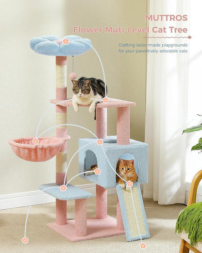 Flower Cat Tree 47.2" Multi-Level Cat Tower - Image 6