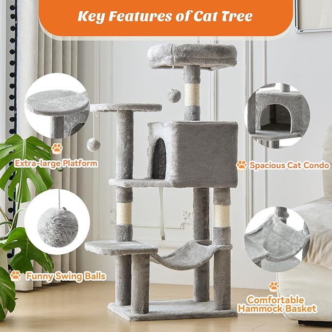 Sweetcrispy 44 inch Cat Tree Tower, Small Cat Climbing Tower - Image 2