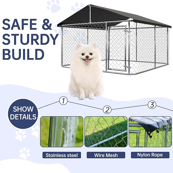 Outdoor Dog Enclosure Heavy Duty Dog Kennel House Mesh Dog Big Cage Pet Kennel - Image 3