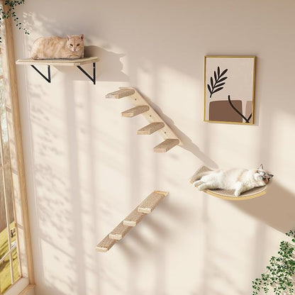 Curved Cat Wall Hammock with Scratchable Sisal Pad, Large Floating Cat Shelf - Image 7