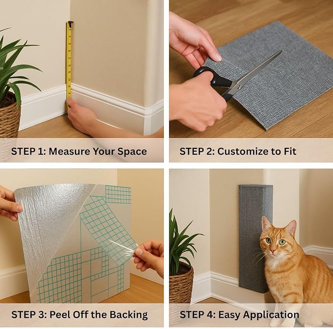 Cat Scratch Mat, 23.6’’ x 11.8’’ Wall Corner Scratcher, Versatile Self-Adhesive - Image 4