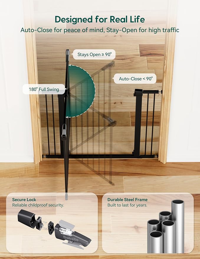 Babelio Baby Gate for Doorways and Stairs, 29-48" Auto Close Dog Gate - Image 6