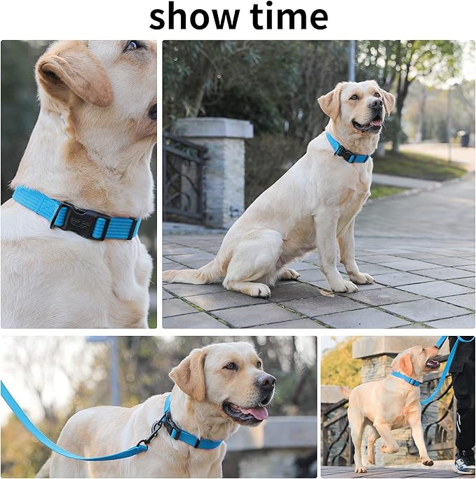 lynxking Dog Collar Soft Padded Breathable Cotton Solid Color Strong Adjustable - Image 5