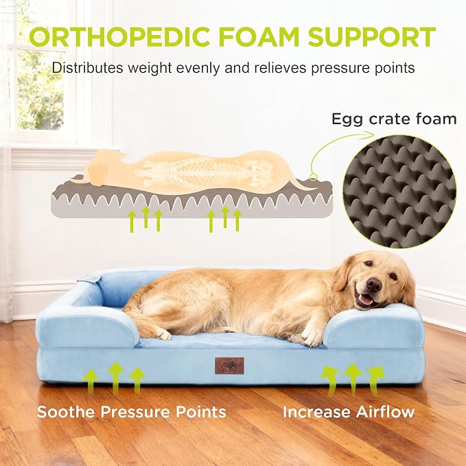 Orthopedic Dog Bed for Extra Large Dogs, XXL Waterproof Egg Crate Memory Foam - Image 2