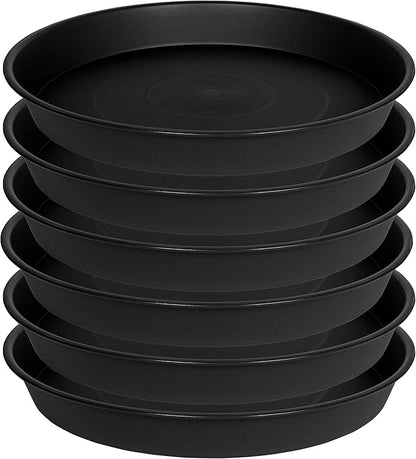 6 Pack of 8 inch Plant Saucer, Heavy Duty Plastic Plant Water Tray, Pebble Tray by Bleuhome