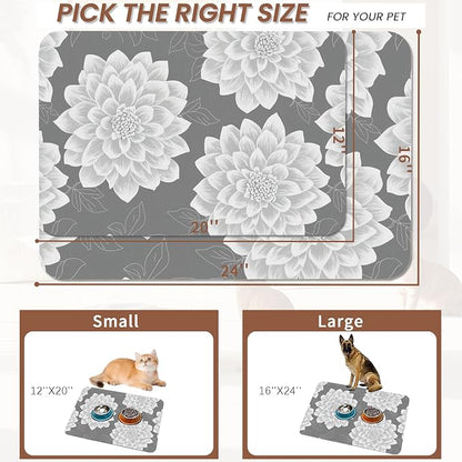 Dahlia Dog Cat Food Mat, Non-Slip Water Bowl Placemat, Indoor Pet Accessories - Image 2