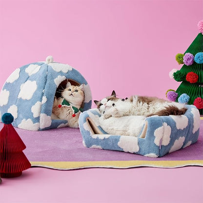 Lesure Cute Cat Beds for Indoor Cats - 2 in 1 Cat Cave Bed for Kittens and - Image 2