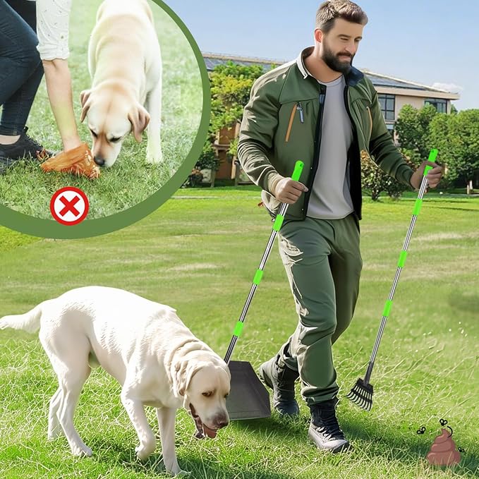 T2Y 48.8" Extra Long Handle Dog Pooper Scooper 3-Piece Set, Heavy Duty Metal - Image 5