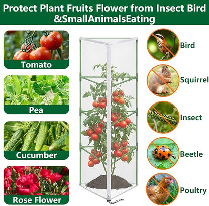 4 Pcs Garden Bird Netting for Triangle Plant Cage, Tomato Trellis Insect Bird - Image 5