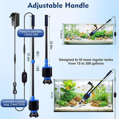 AQQA DC 36W Electric Aquarium Vacuum Gravel Cleaner 6-in-1 Multifunctional Fish - Image 6