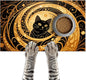 Cat Feedings Mats 20x12 inch Golden Cat Print Pet Bowl Placemat Non Slip Mat by HOMETITUTE