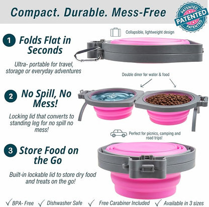 Loving Pets Bella Roma Double Diner Collapsible Dog Bowls - Image 2