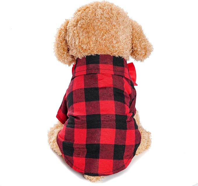 Tongcloud 3 Pack Plaid Puppy Cat Shirt Cute Cat Shirt Dog Shirt - Image 5