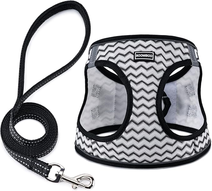 Dog Harness with Leash Set, No Pull Adjustable Reflective Step-in Puppy Pet by BOOMIBOO