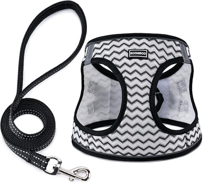 Dog Harness with Leash Set, No Pull Adjustable Reflective Step-in Puppy Pet by BOOMIBOO