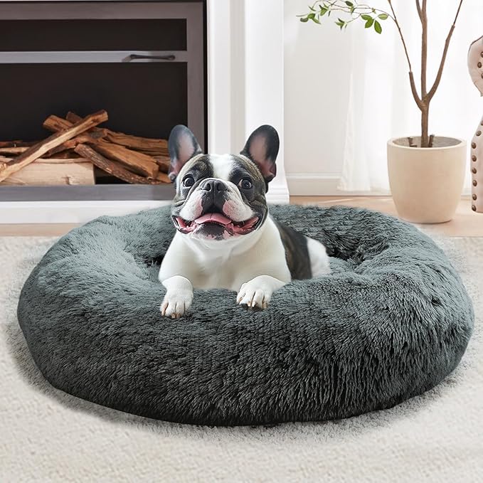 JOLLYVOGUE Calming Dog Bed Large Size Dog, Anti-Anxiety Donut Large Pet Bed by JOLLYVOGUE