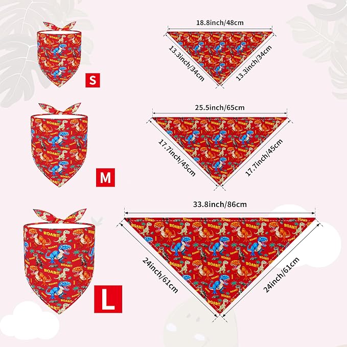 30 Pack Large Dinosaurs Dog Bandanas Stitch Dog Bandana Bulk Reversible Print - Image 2