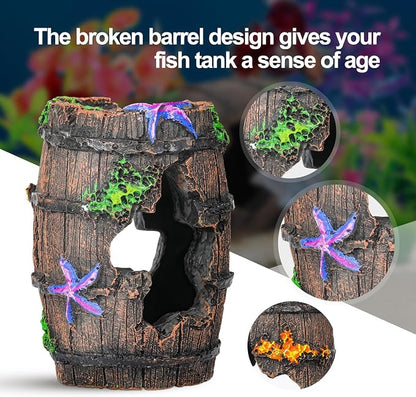 CousDUoBe Fish Broken Barrel Decor Fish Tank Decorations Betta Fish Tank - Image 7