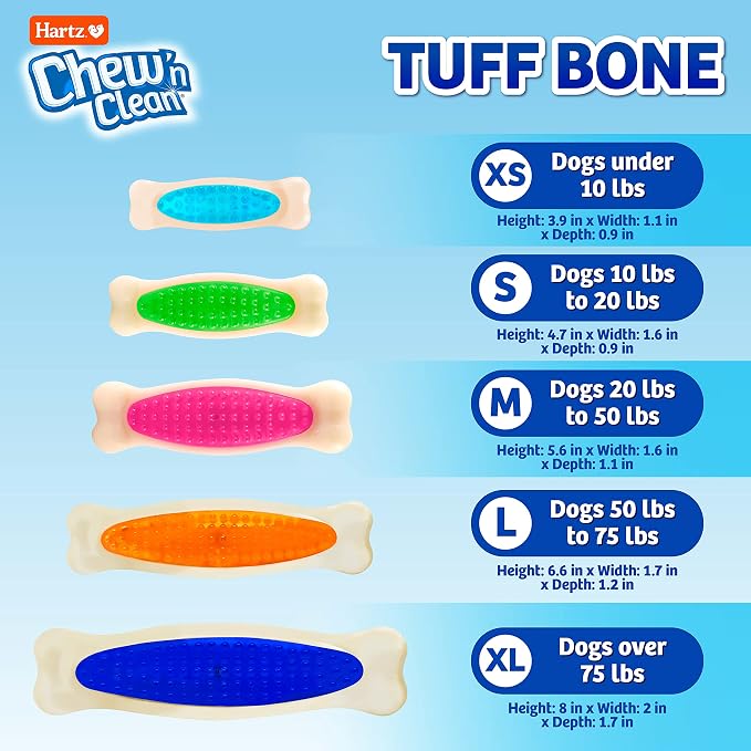 Hartz Chew 'n Clean Tuff Bone Bacon Scented Dental Dog Chew Toy - Image 3