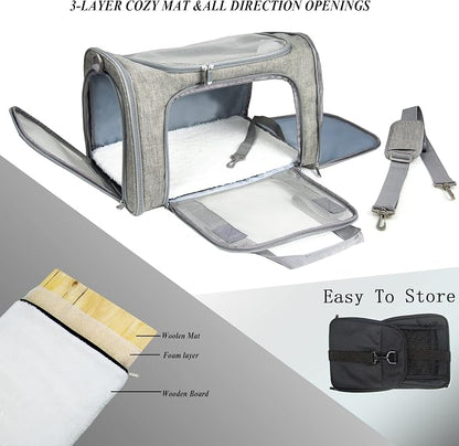 Soft Sided Carrier for Small Medium Cats Dogs, Removable Pad Collapsible Travel - Image 4
