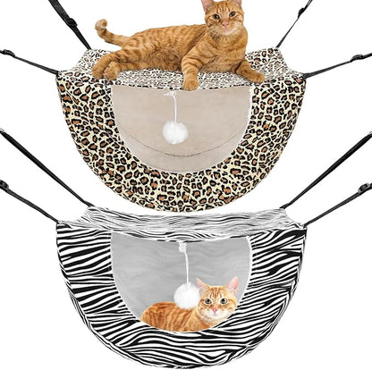 Unittype 2 Pieces Cat Cage Hammock Hanging Pet Bed Double Layer Soft Plush by Unittype