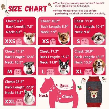 Dog Christmas Sweater Xmas Pet Clothes Cute Gray Reindeer Holiday Puppy Cat - Image 8